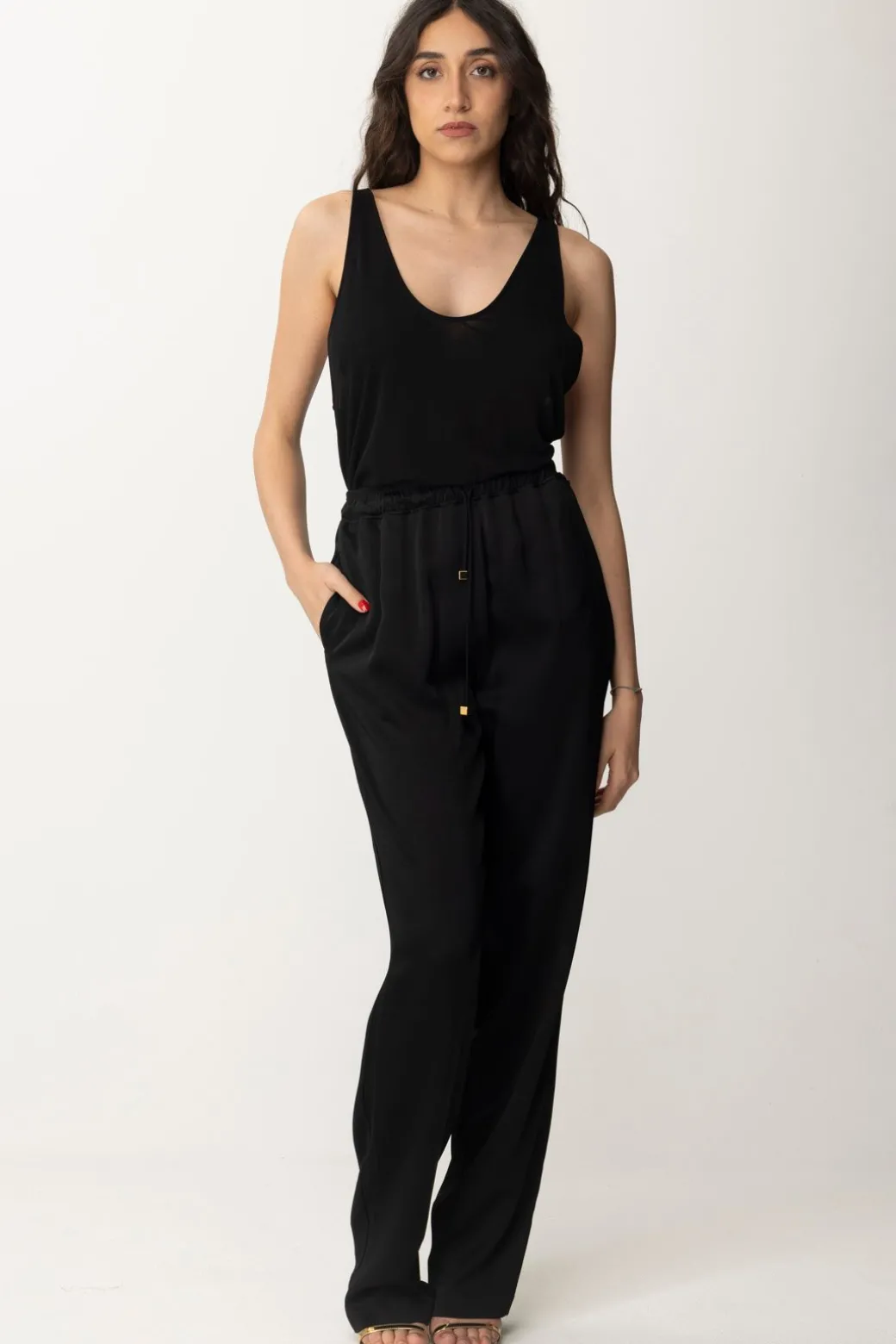 Donna Elisabetta Franchi Pantalone Jogger In Crêpe