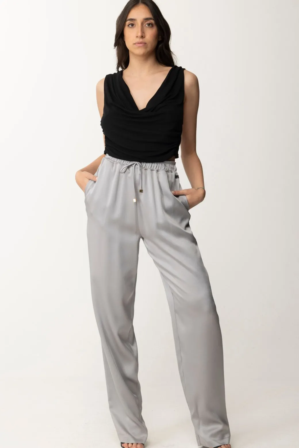 Donna Elisabetta Franchi Pantalone Jogger In Crêpe