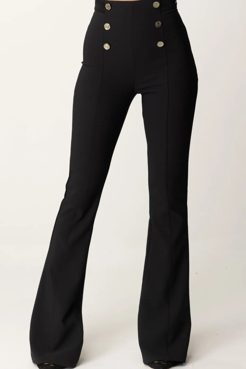 Donna Elisabetta Franchi Pantaloni a Zampa con Fascione In Raso