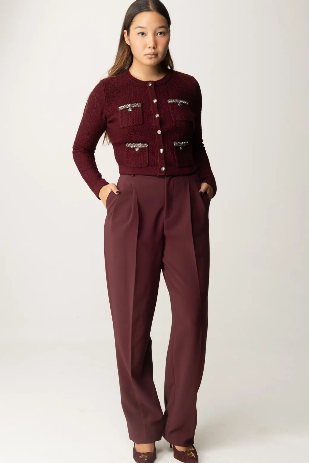 Donna Elisabetta Franchi Pantaloni Classici con Doppia Pinces