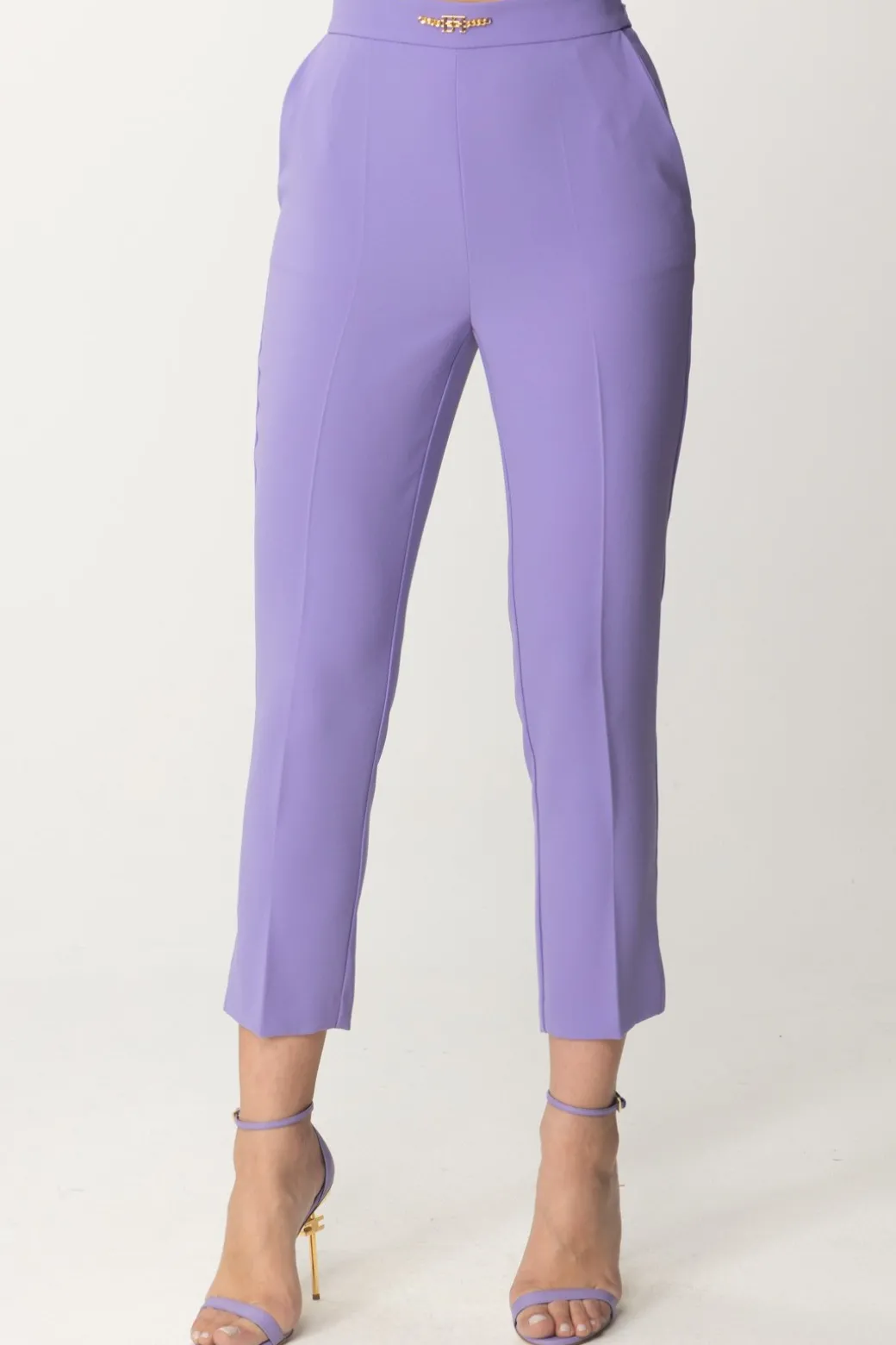 Donna Elisabetta Franchi Pantaloni con Logo In Vita e Spacchetti