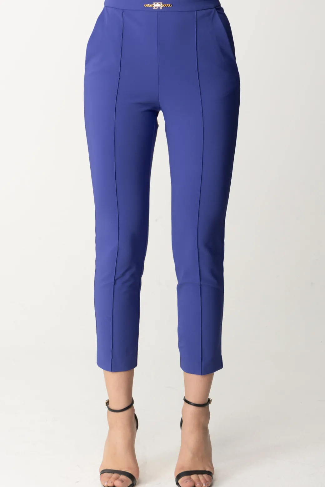 Donna Elisabetta Franchi Pantaloni con Piping e Logo In Vita