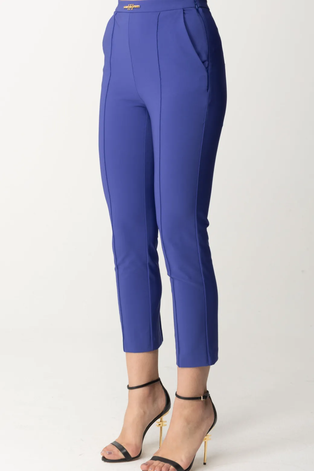 Donna Elisabetta Franchi Pantaloni con Piping e Logo In Vita