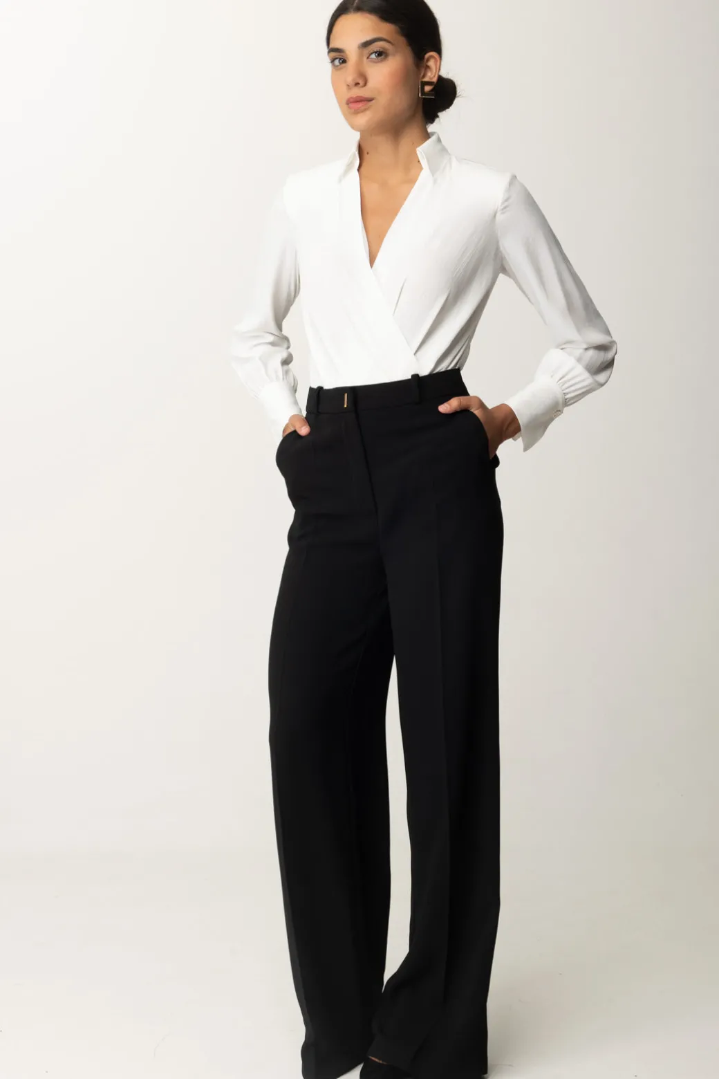 Donna Elisabetta Franchi Pantaloni Dritti a Gampa Ampia