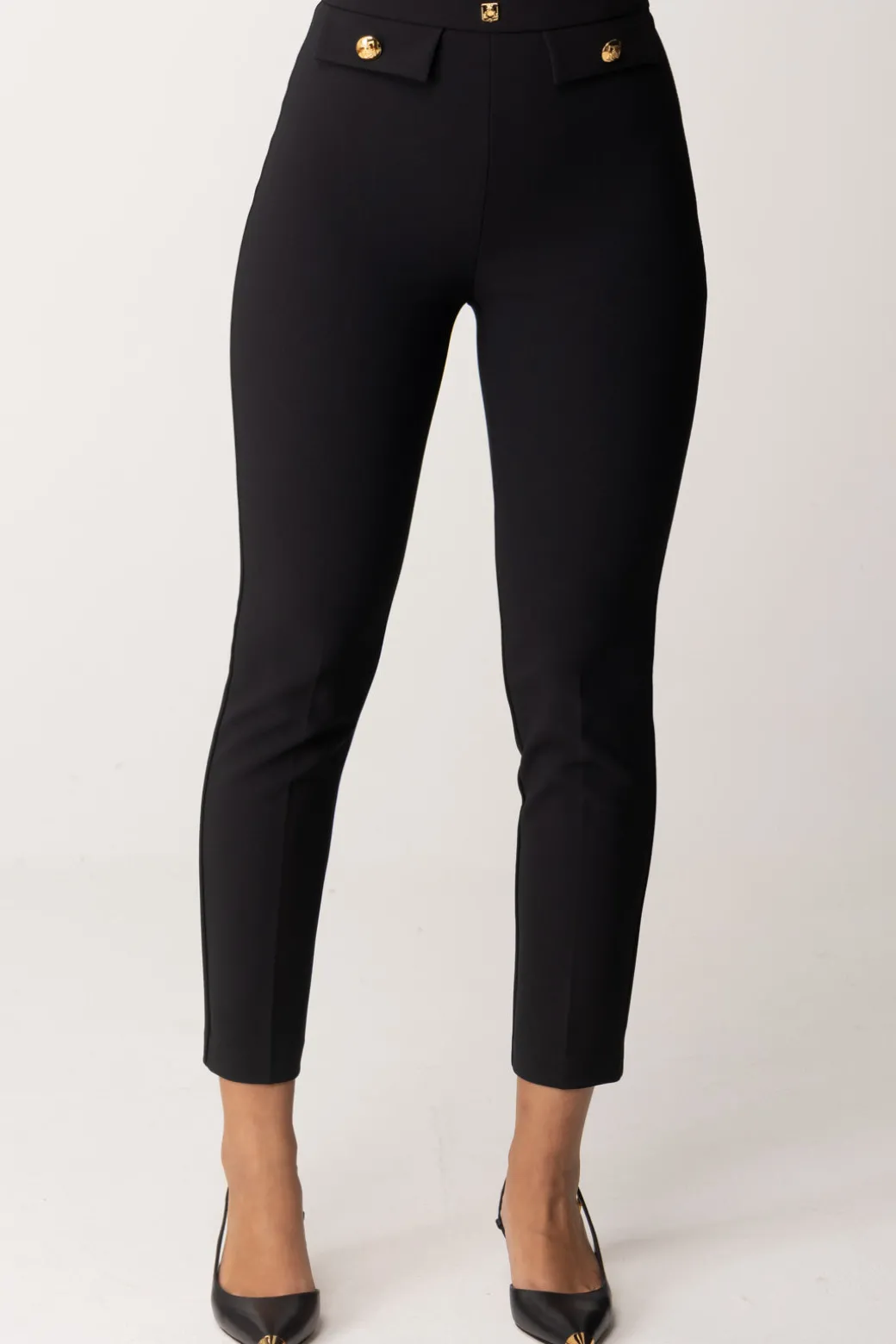 Donna Elisabetta Franchi Pantaloni Dritti con Fascione con Logo