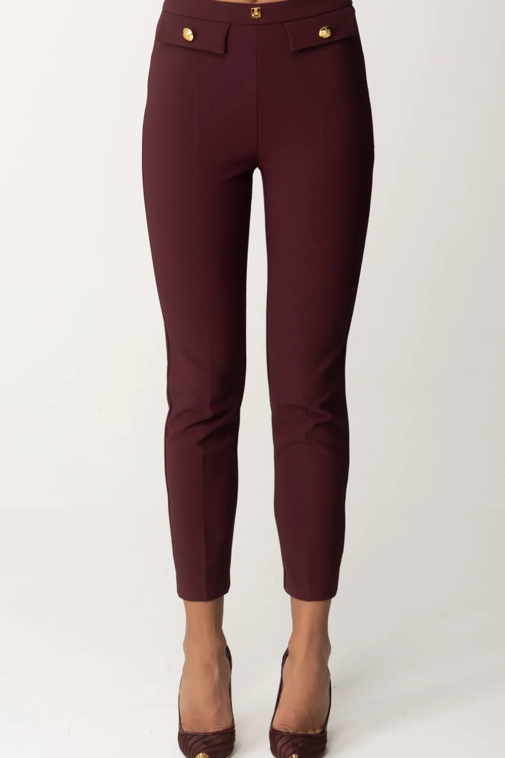 Donna Elisabetta Franchi Pantaloni Dritti con Fascione con Logo