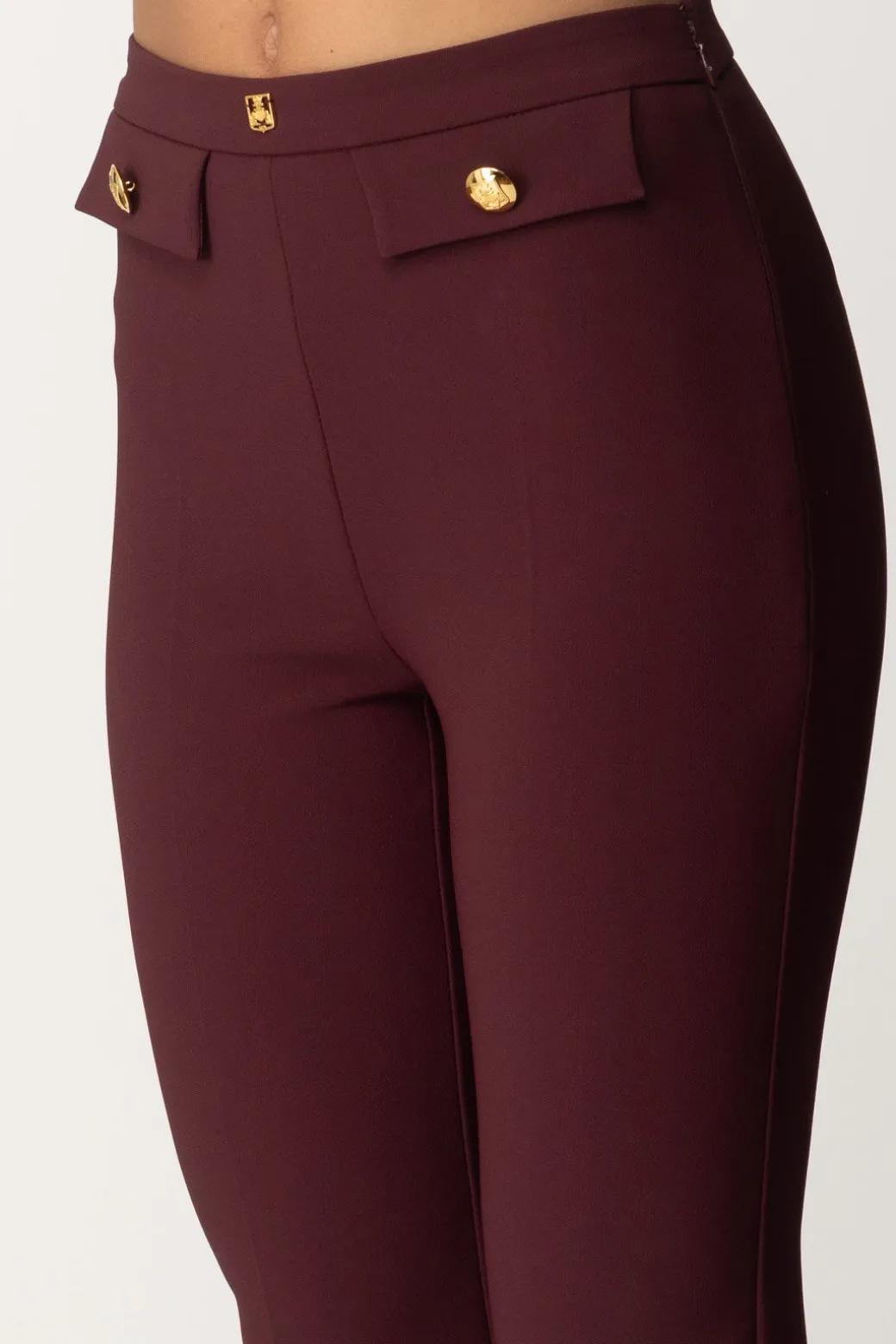 Donna Elisabetta Franchi Pantaloni Dritti con Fascione con Logo