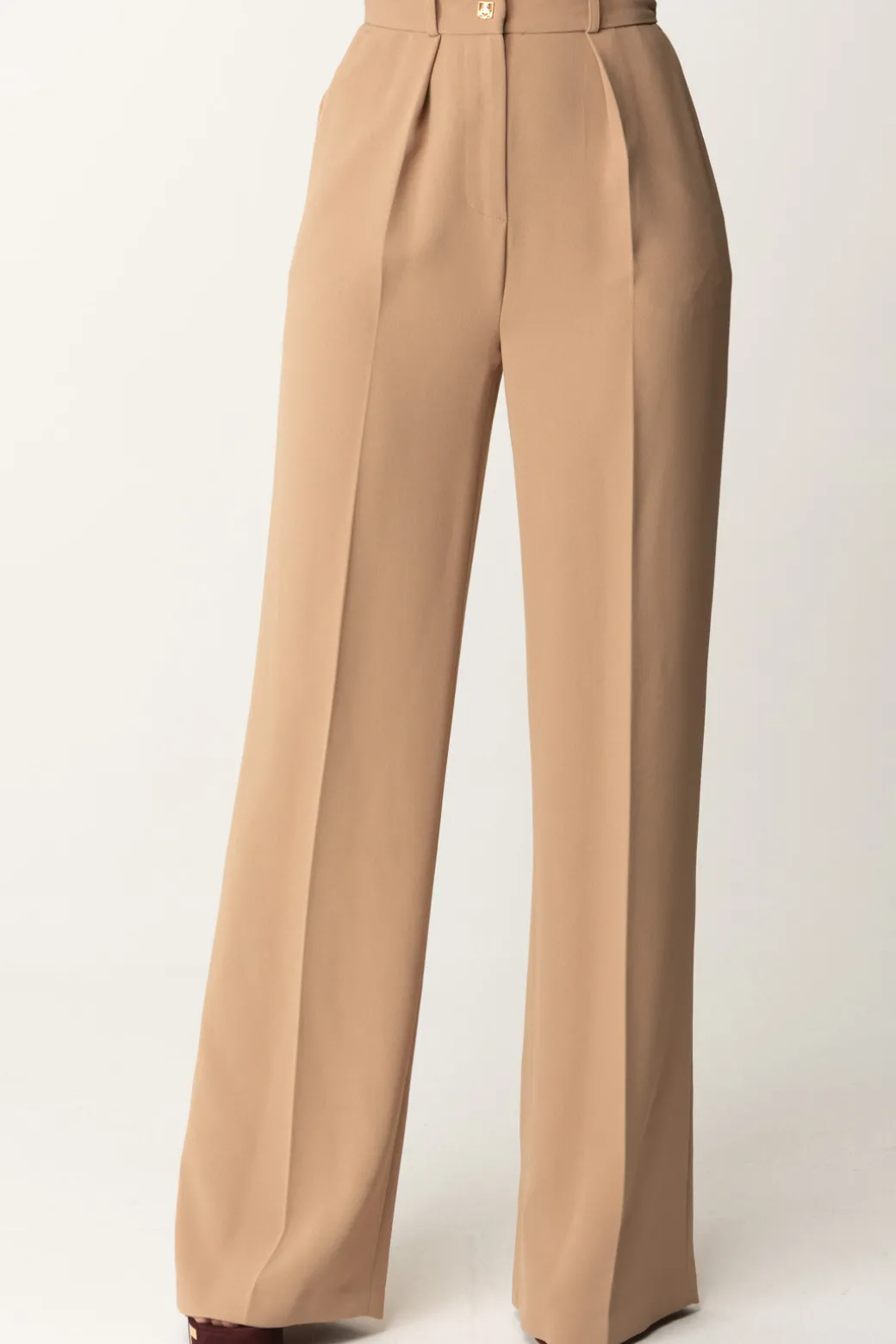 Donna Elisabetta Franchi Pantaloni Dritti con Pinces e Logo