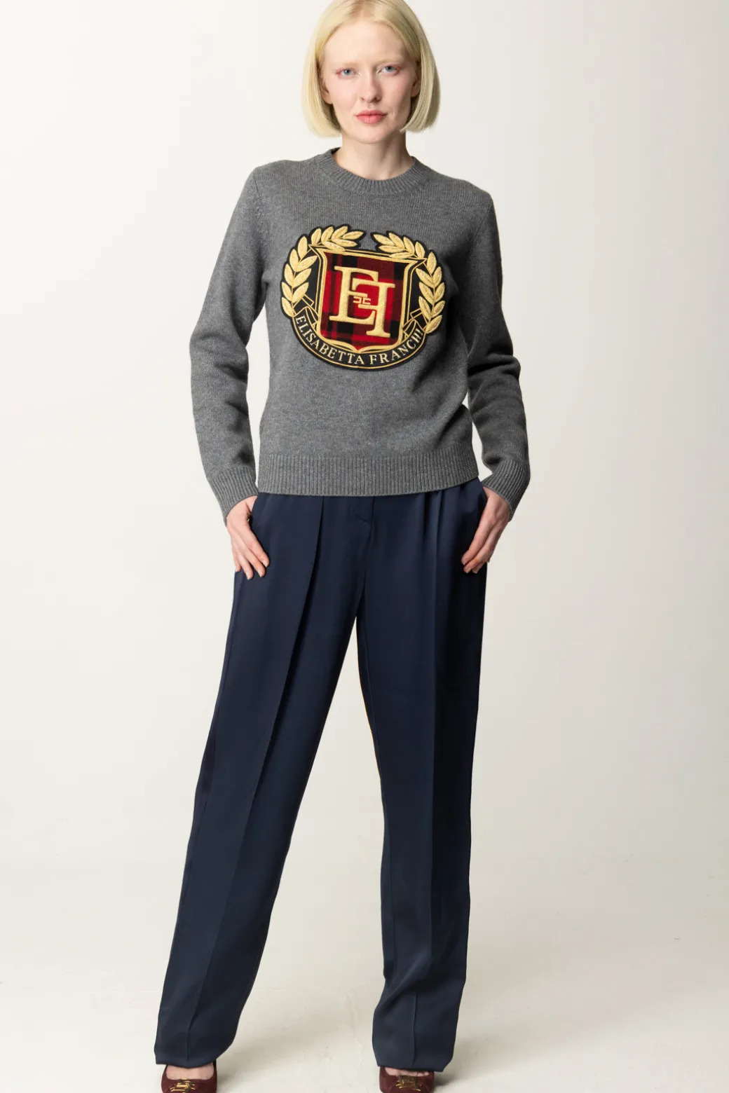 Donna Elisabetta Franchi Pantaloni Dritti In Satin con Pinces