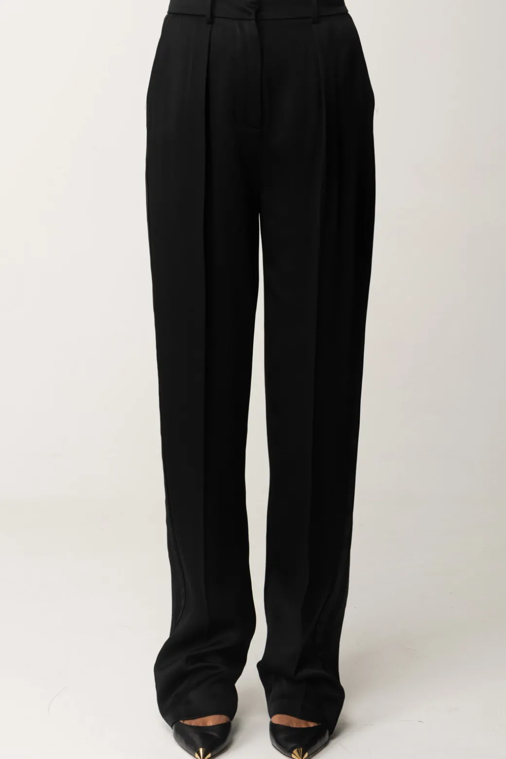 Donna Elisabetta Franchi Pantaloni Dritti In Satin con Pinces