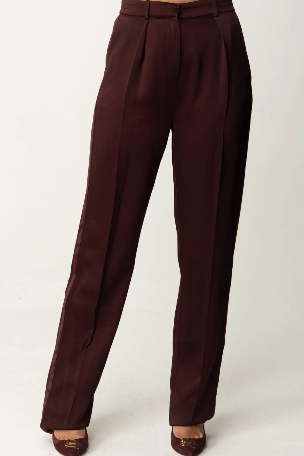 Donna Elisabetta Franchi Pantaloni Dritti In Satin con Pinces