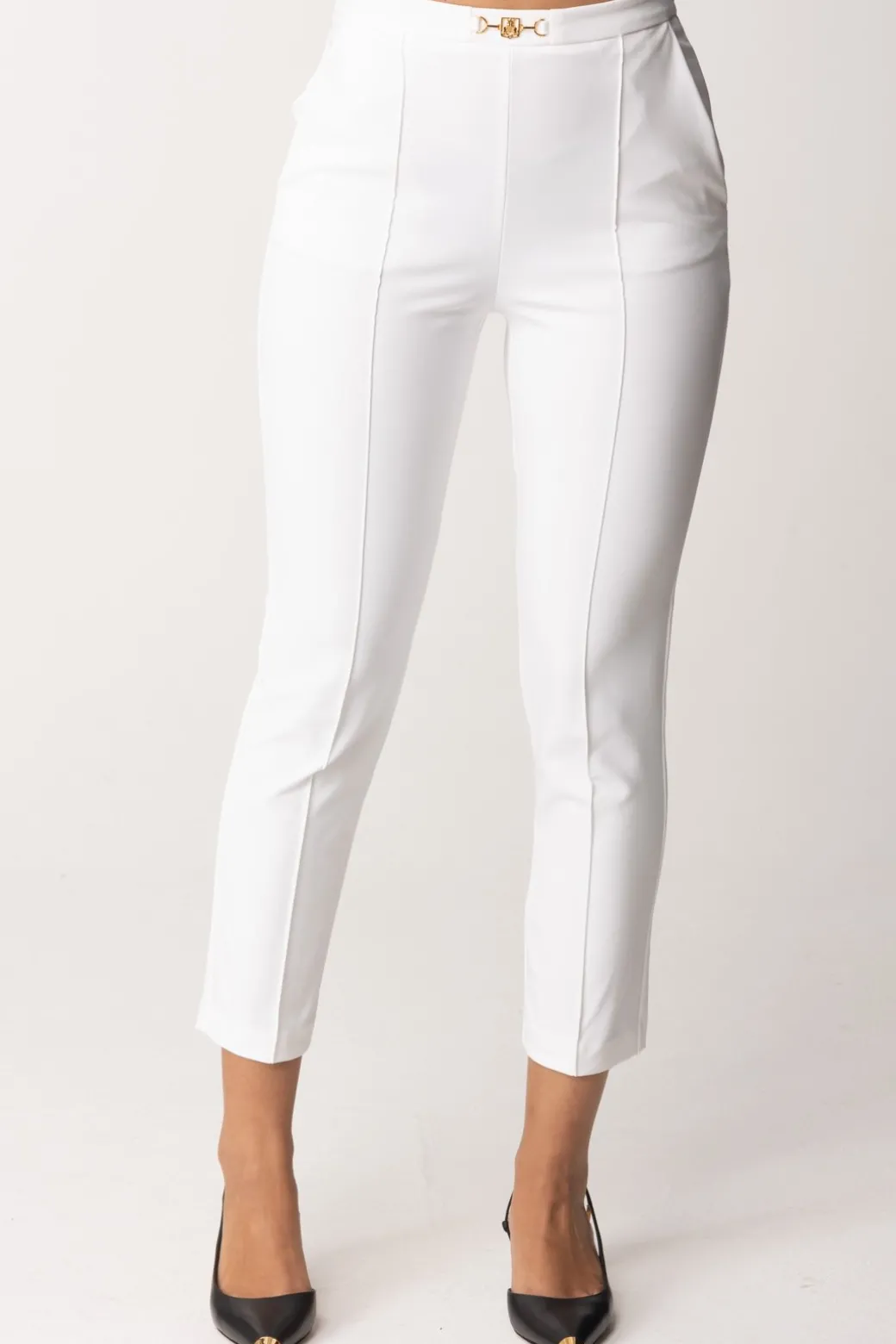 Donna Elisabetta Franchi Pantaloni Dritti In Tessuto Tecnico