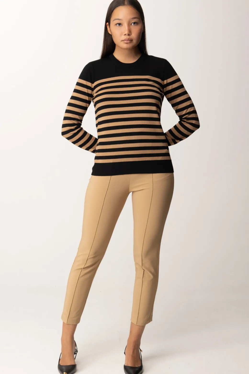 Donna Elisabetta Franchi Pantaloni Dritti In Tessuto Tecnico