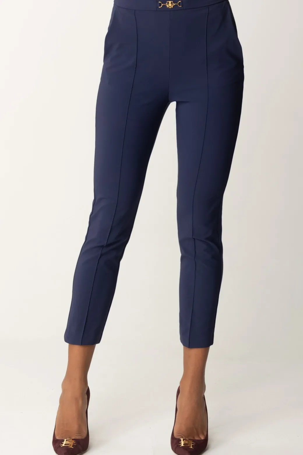 Donna Elisabetta Franchi Pantaloni Dritti In Tessuto Tecnico