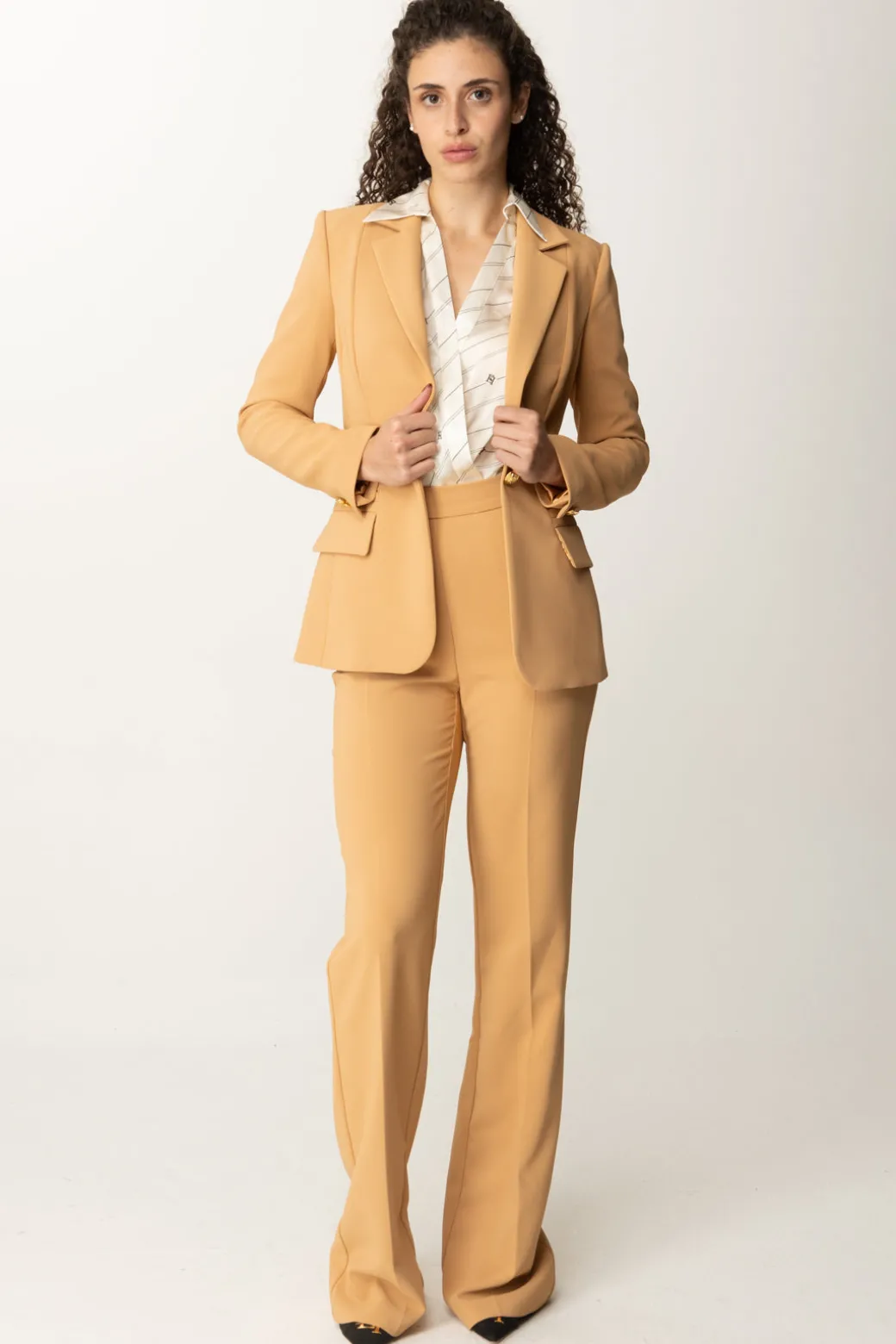 Donna Elisabetta Franchi Pantaloni Flared con Logo In Vita