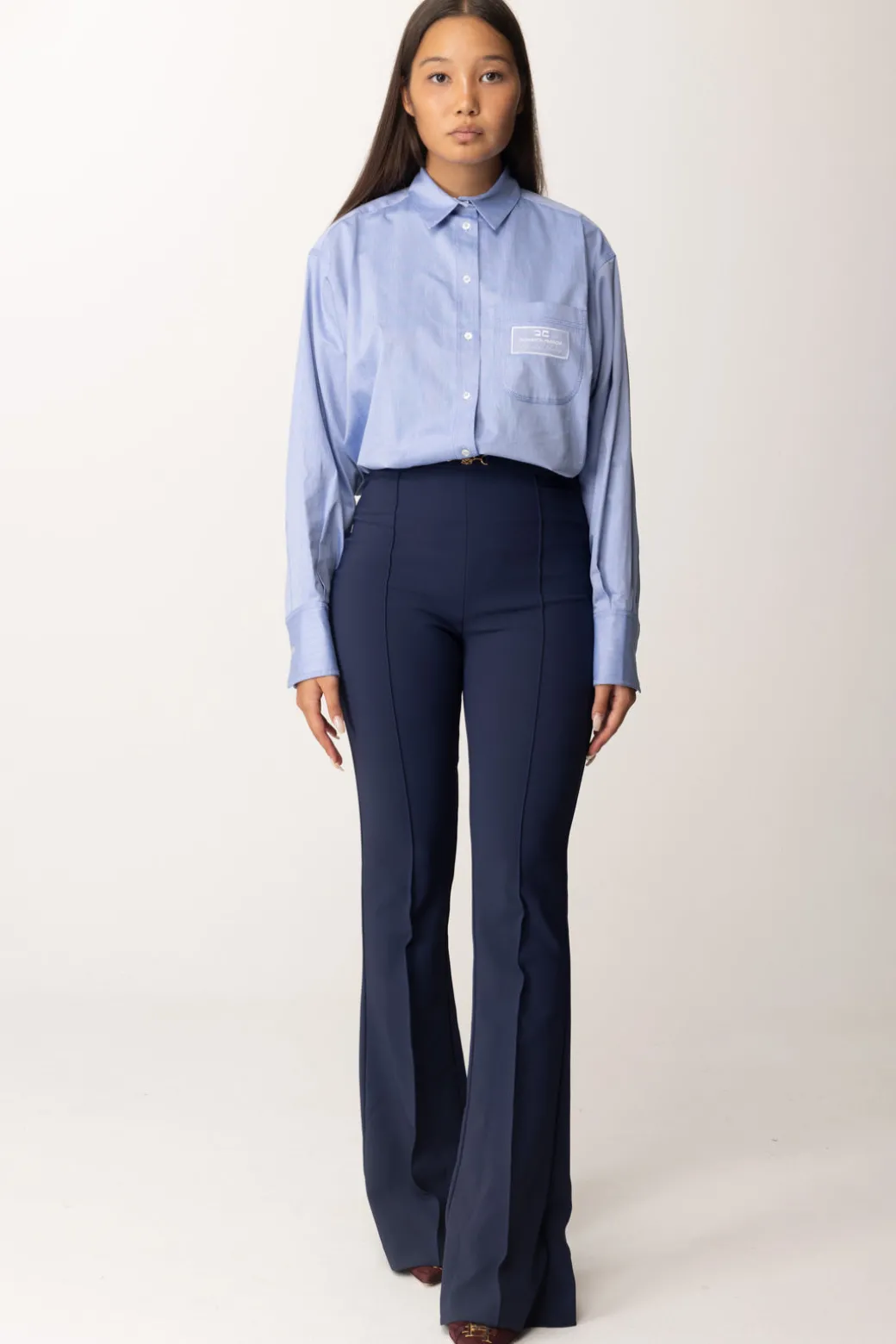 Donna Elisabetta Franchi Pantaloni In Crepe Stretch con Morsetto In Vita