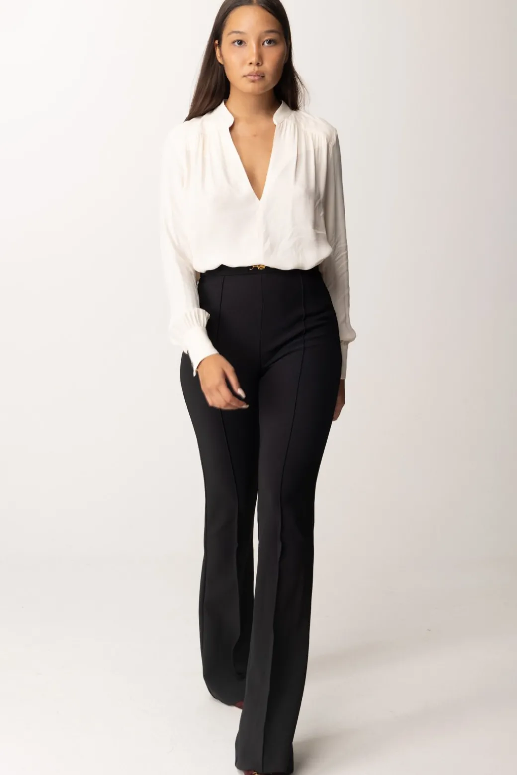 Donna Elisabetta Franchi Pantaloni In Crepe Stretch con Morsetto In Vita
