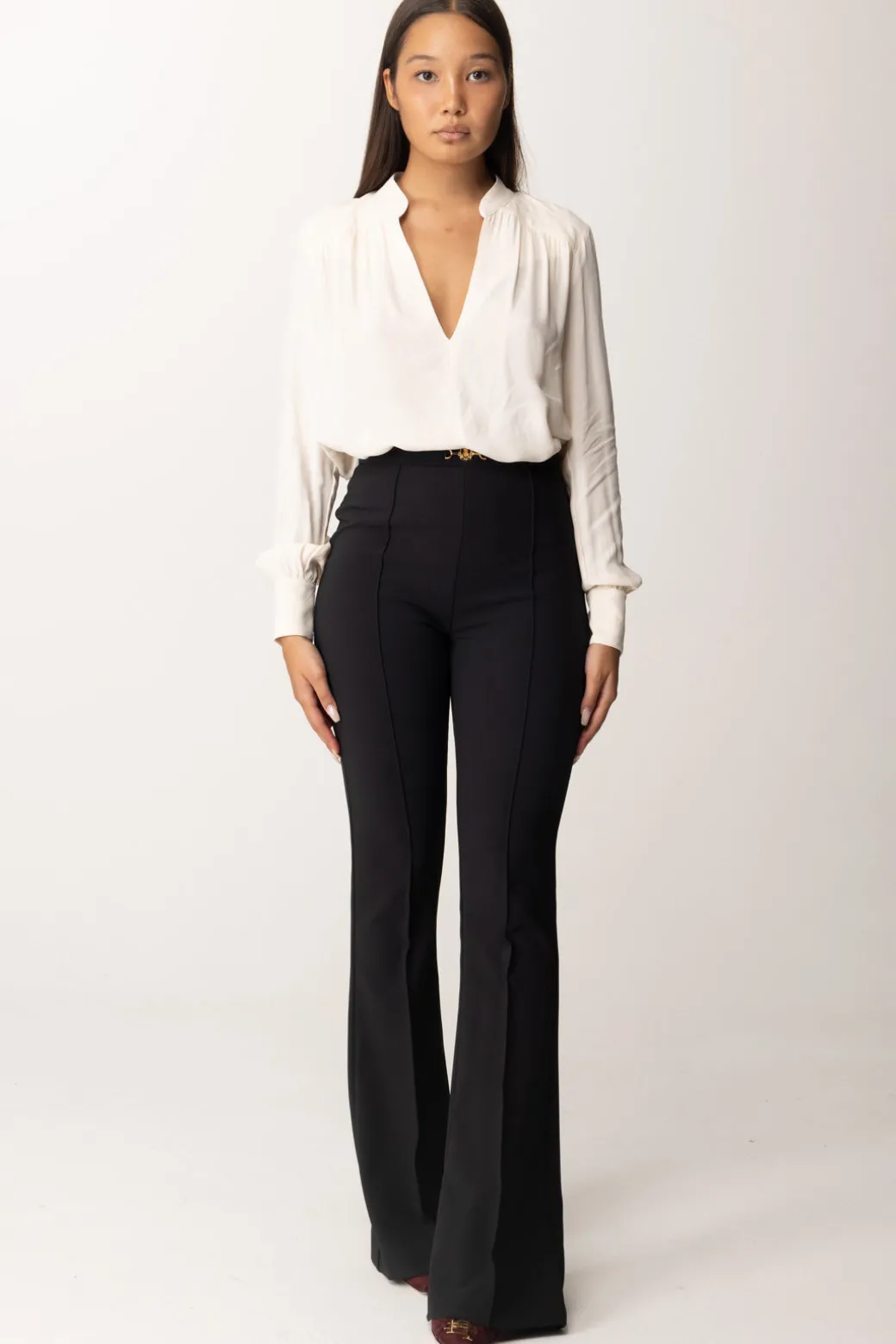 Donna Elisabetta Franchi Pantaloni In Crepe Stretch con Morsetto In Vita