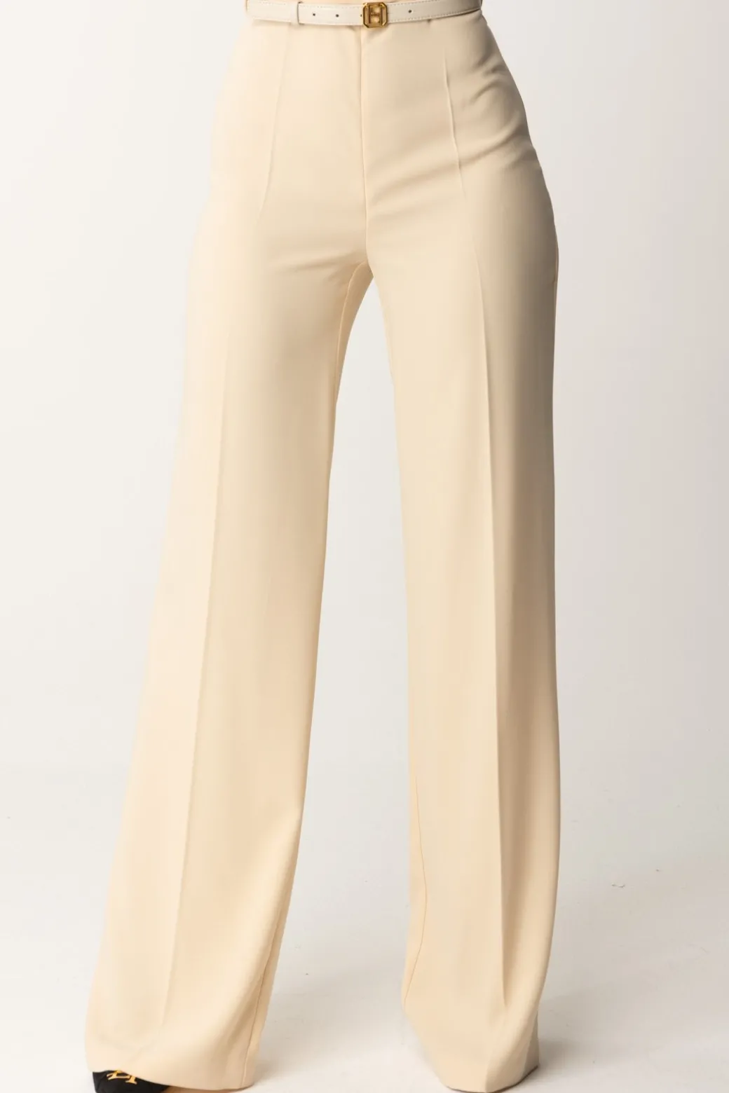 Donna Elisabetta Franchi Pantaloni Palazzo In Raso con Cintura