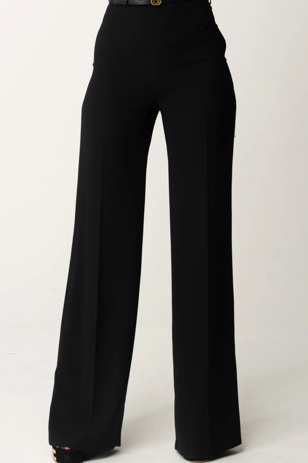 Donna Elisabetta Franchi Pantaloni Palazzo In Raso con Cintura