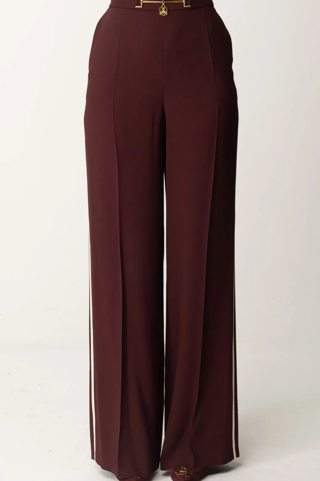 Donna Elisabetta Franchi Pantaloni Palazzo In Satin con Morsetto