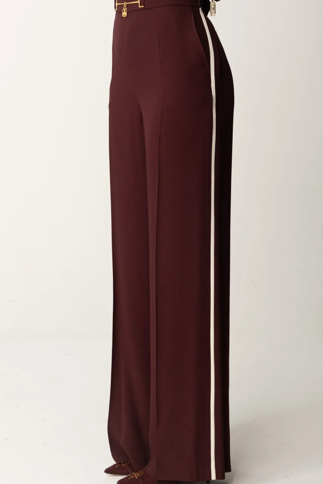 Donna Elisabetta Franchi Pantaloni Palazzo In Satin con Morsetto