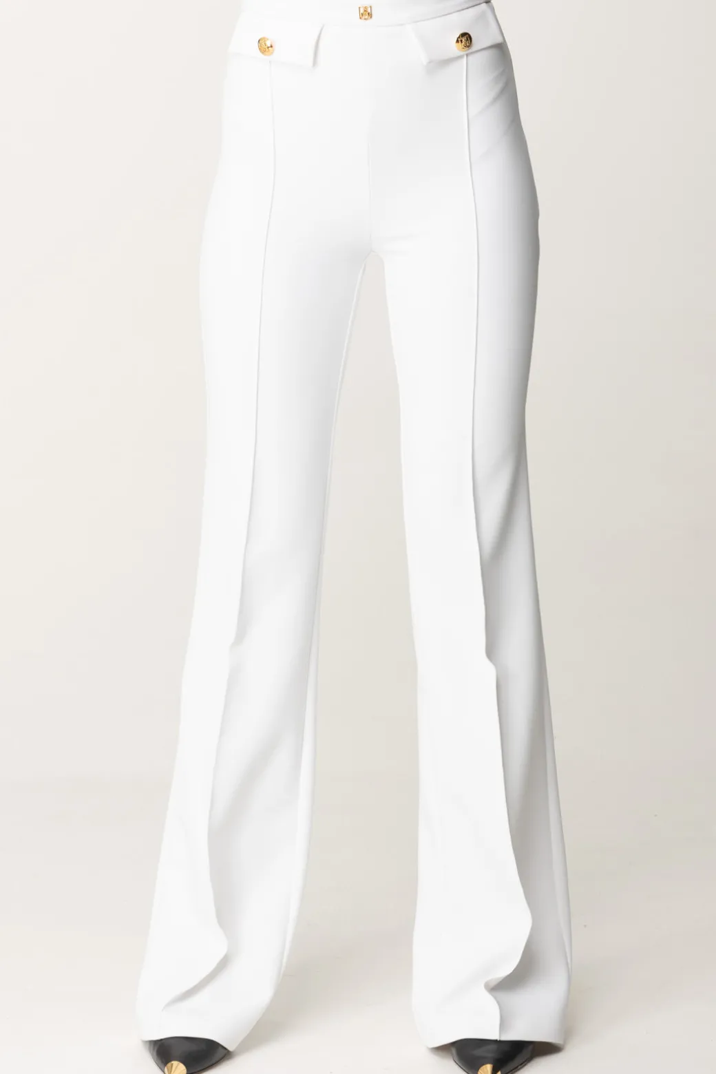 Donna Elisabetta Franchi Pantaloni Stretch con Logo In Vita