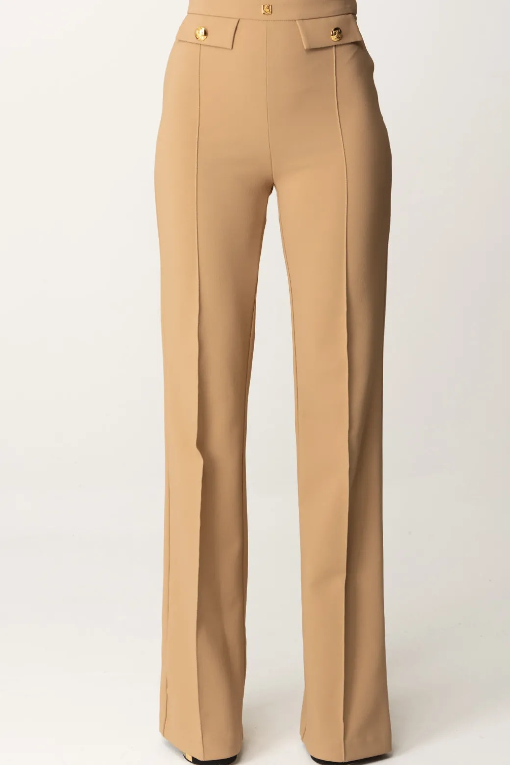 Donna Elisabetta Franchi Pantaloni Stretch con Logo In Vita