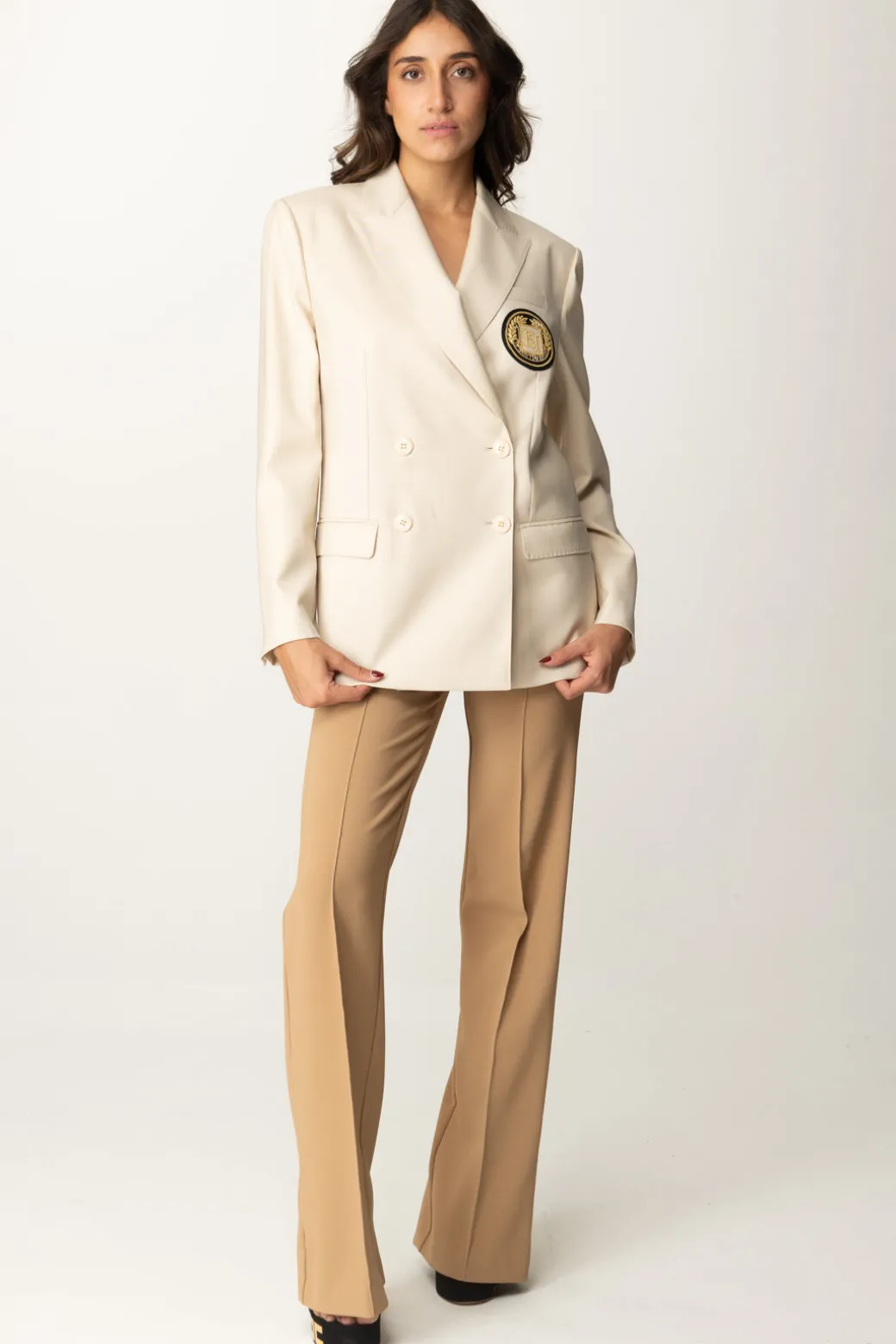 Donna Elisabetta Franchi Pantaloni Stretch con Logo In Vita