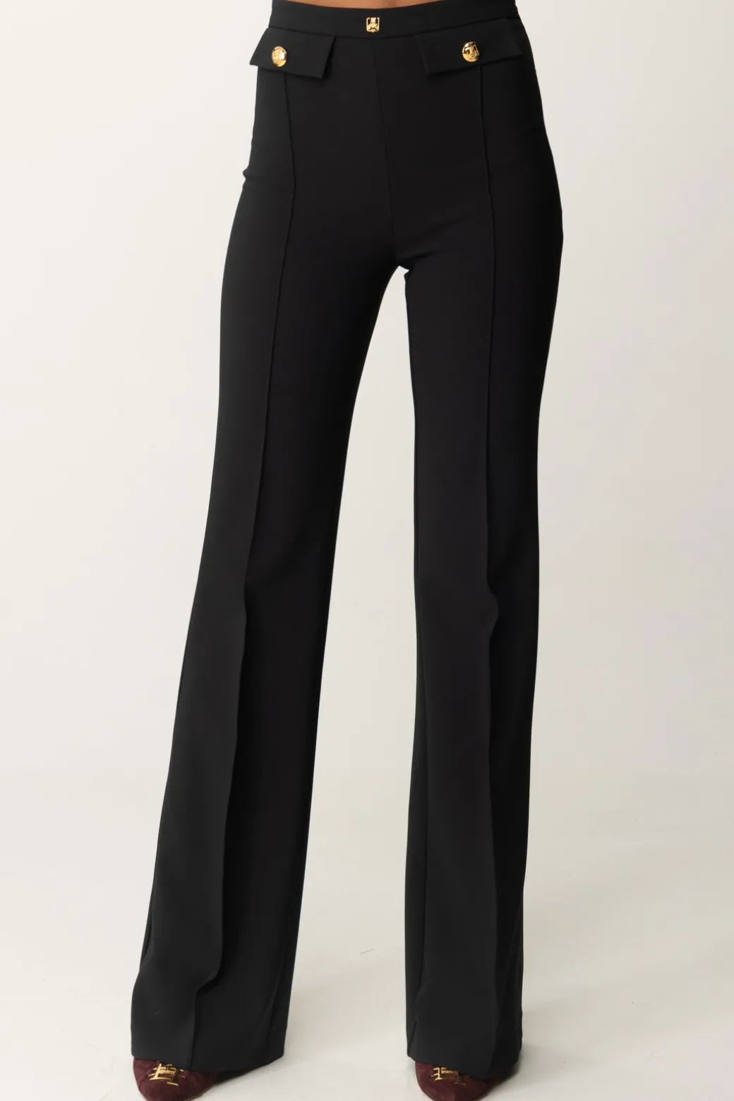Donna Elisabetta Franchi Pantaloni Stretch con Logo In Vita