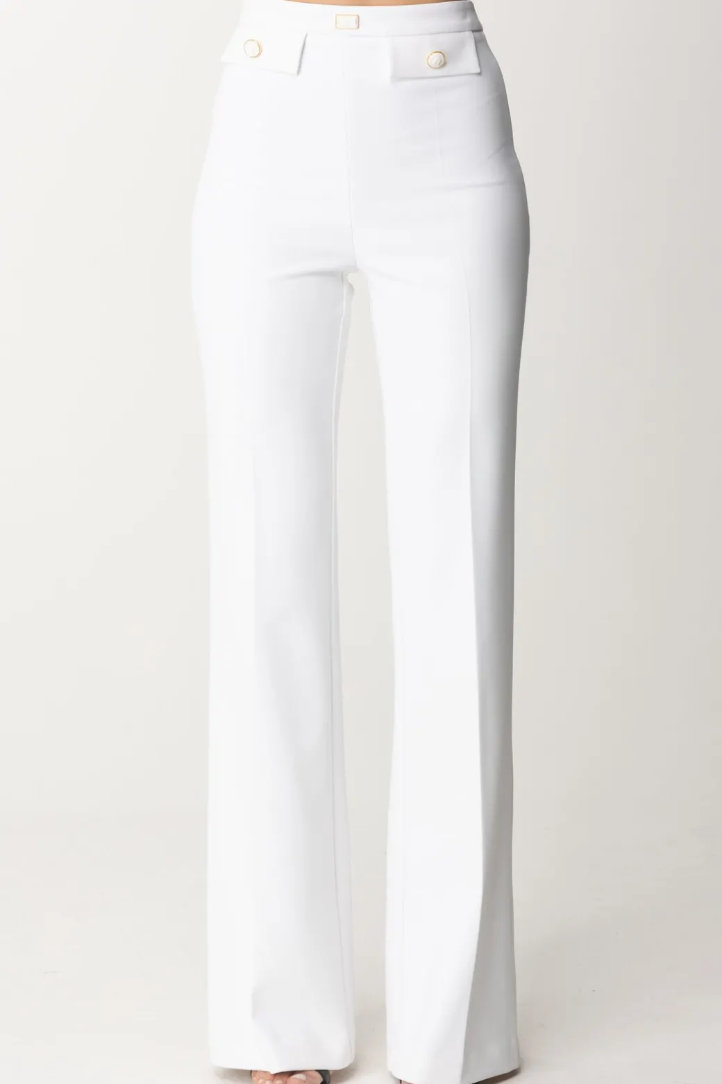 Donna Elisabetta Franchi Pantaloni Svasati con Patte Logate In Vita