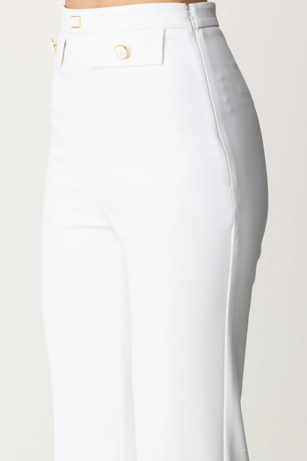 Donna Elisabetta Franchi Pantaloni Svasati con Patte Logate In Vita