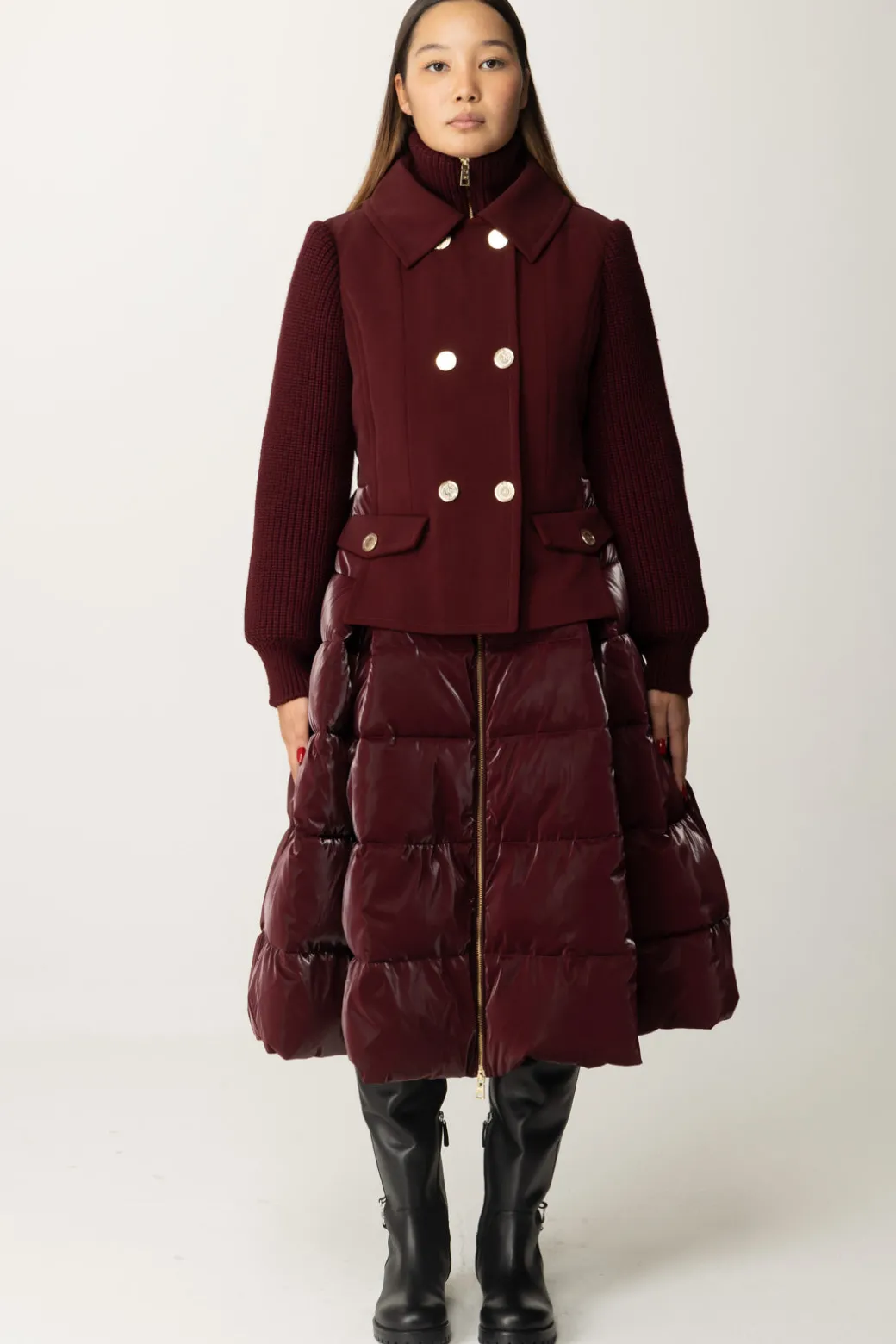 Donna Elisabetta Franchi Piumino con Gonna a Ruota