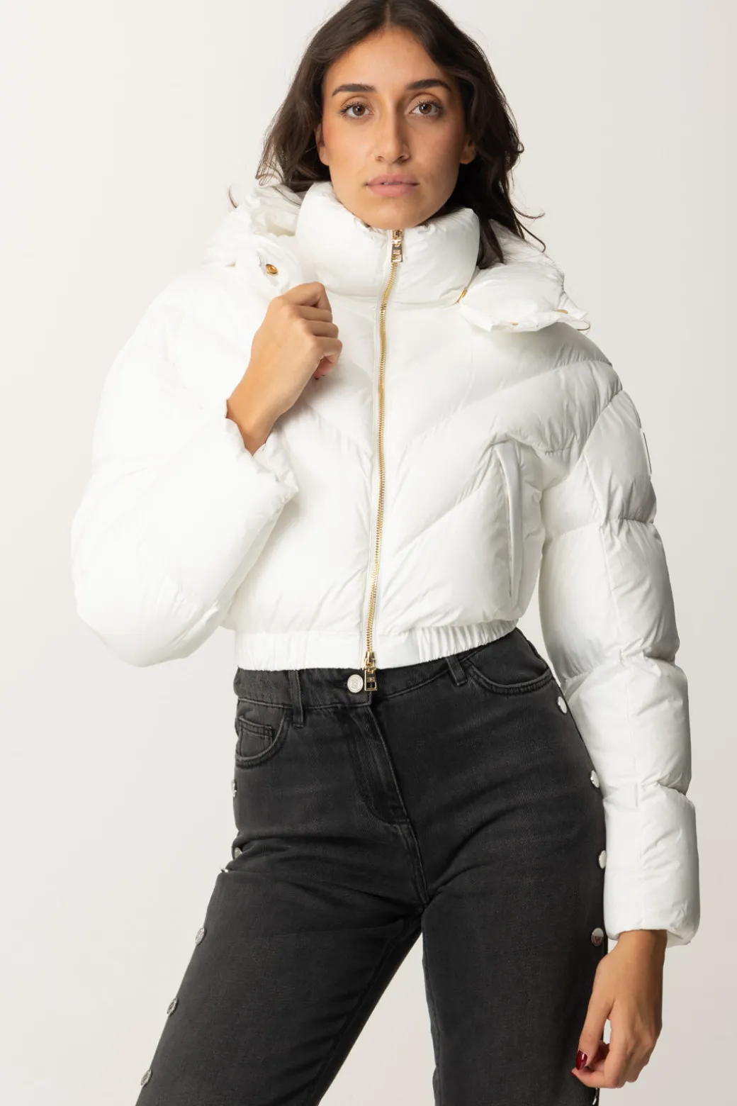 Donna Elisabetta Franchi Piumino Crop In Nylon