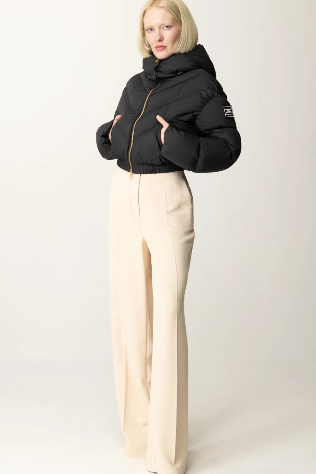Donna Elisabetta Franchi Piumino Crop In Nylon