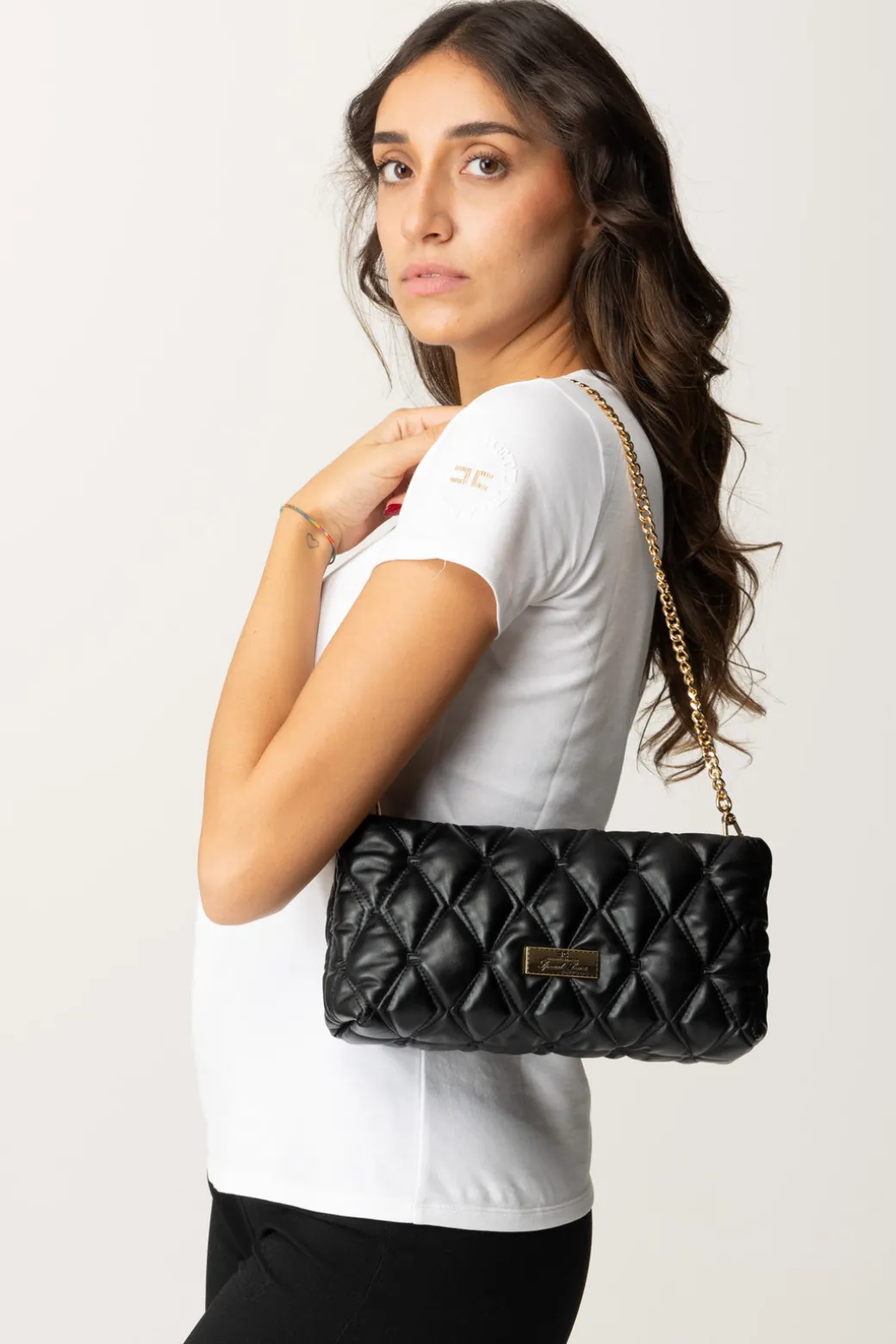 Donna Elisabetta Franchi Pochette In Tessuto Embossed