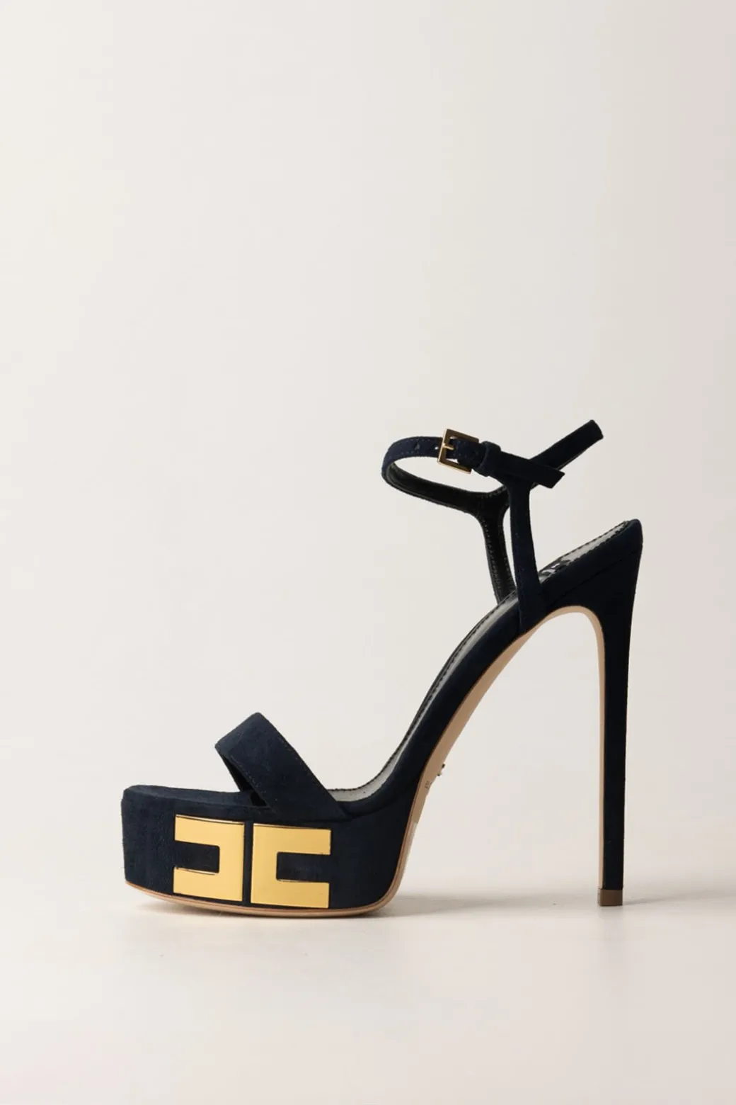 Donna Elisabetta Franchi Sandali Scamosciati con Plateau e Logo