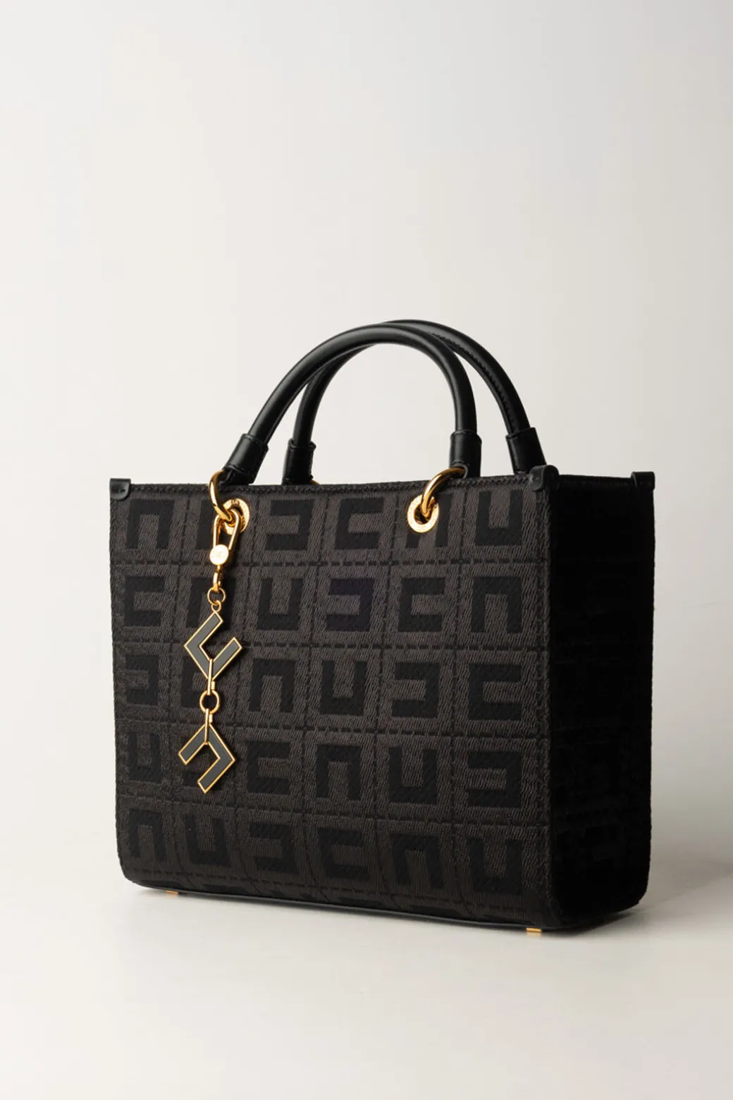 Donna Elisabetta Franchi Shopper Grande In Tessuto Jacquard con Charms