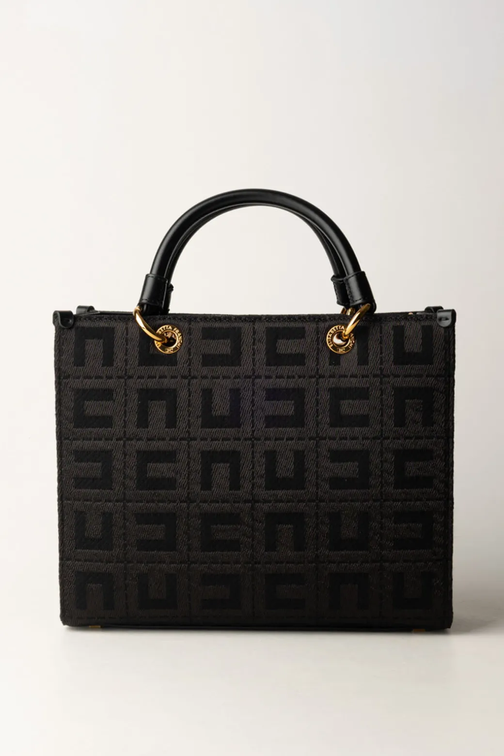 Donna Elisabetta Franchi Shopper Grande In Tessuto Jacquard con Charms