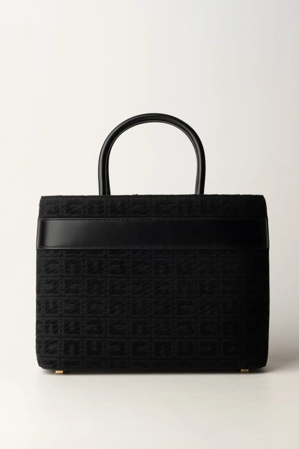 Donna Elisabetta Franchi Shopper Grande In Tessuto Jacquard con Morsetto