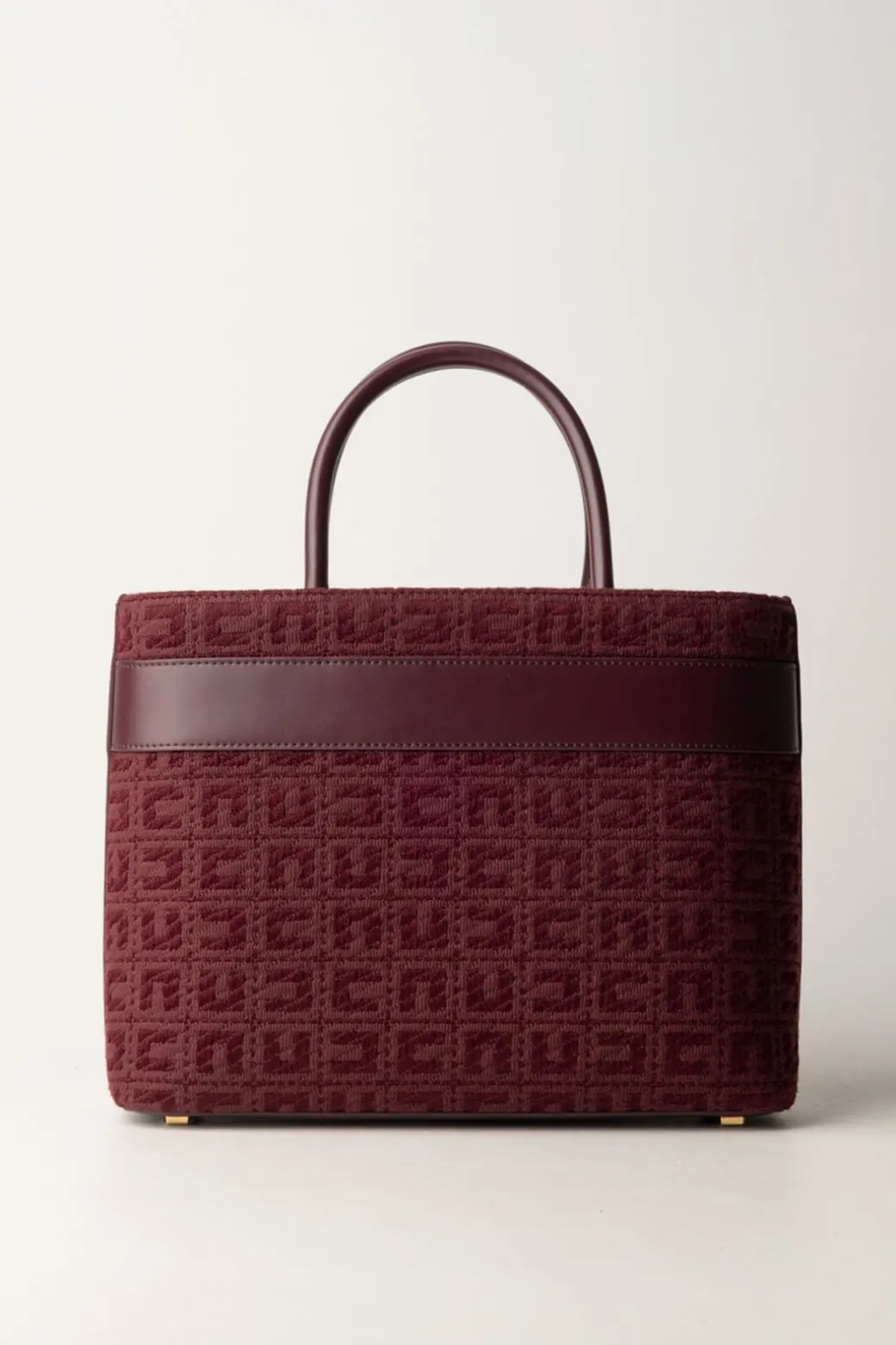 Donna Elisabetta Franchi Shopper Grande In Tessuto Jacquard con Morsetto