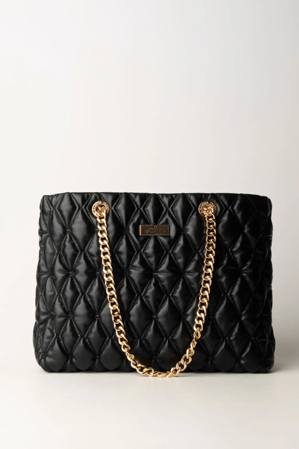 Donna Elisabetta Franchi Shopper In Tessuto Embossed con Manici In Catena