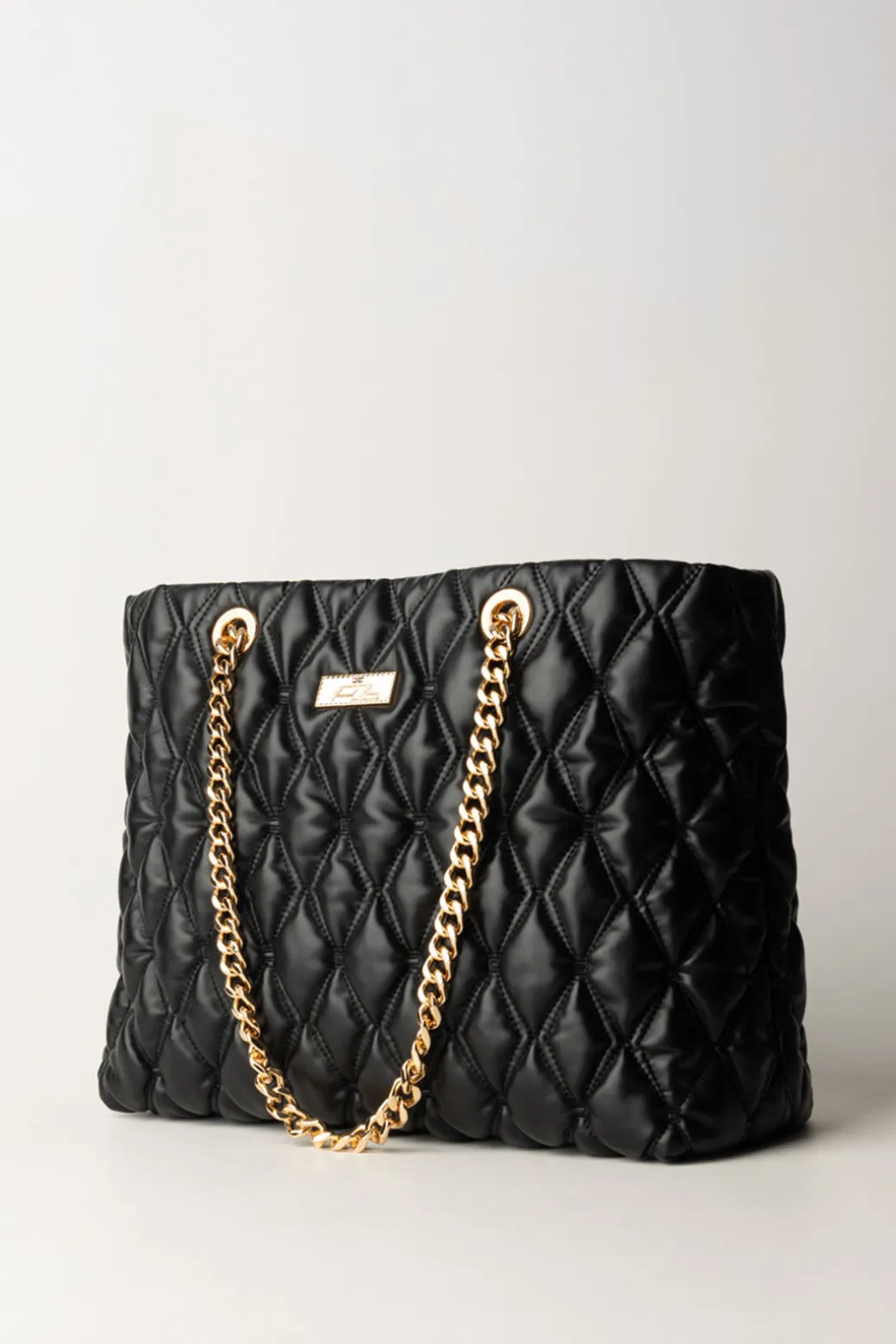 Donna Elisabetta Franchi Shopper In Tessuto Embossed con Manici In Catena