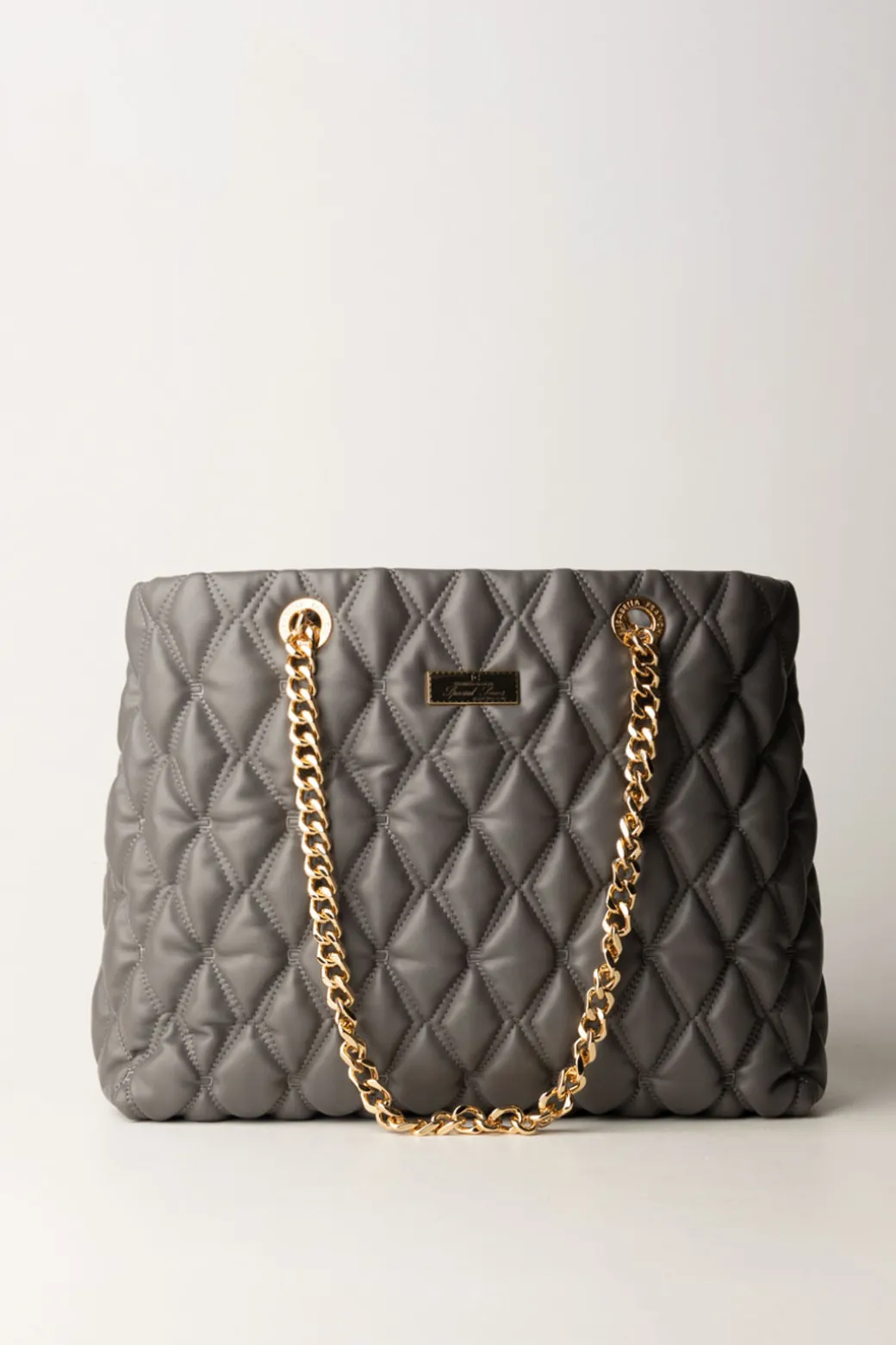 Donna Elisabetta Franchi Shopper In Tessuto Embossed con Manici In Catena