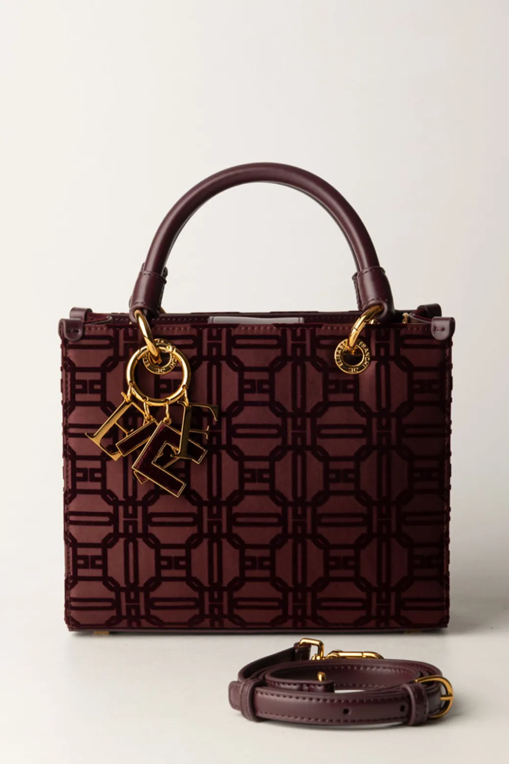 Donna Elisabetta Franchi Shopper Mini In Tessuto Flock con Charms