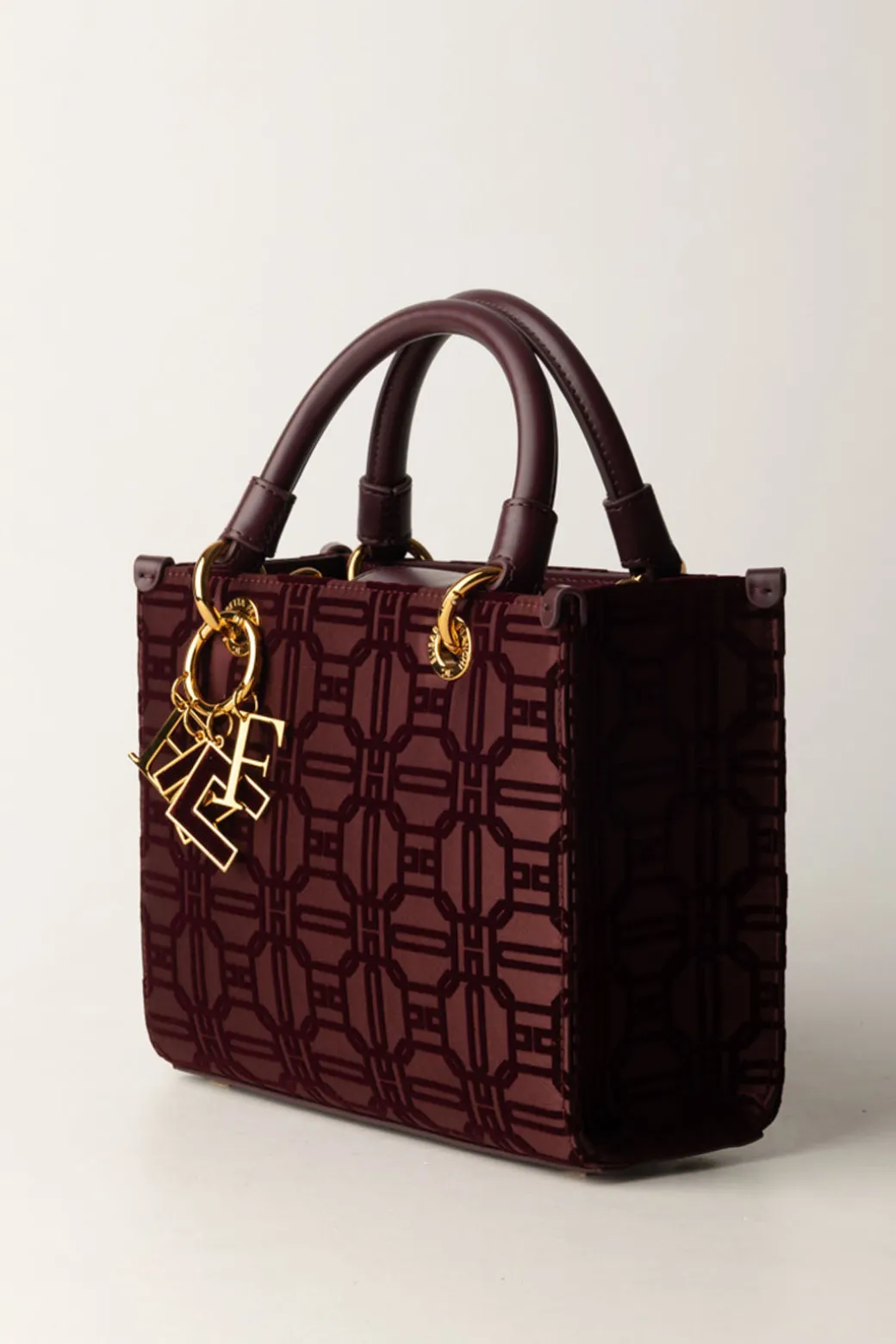 Donna Elisabetta Franchi Shopper Mini In Tessuto Flock con Charms