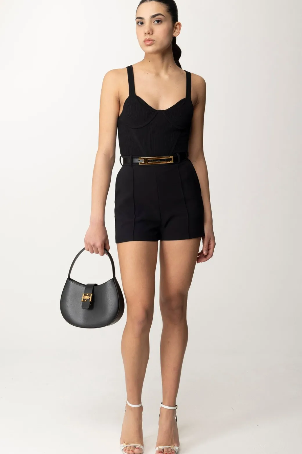 Donna Elisabetta Franchi Shorts con Piping e Cintura