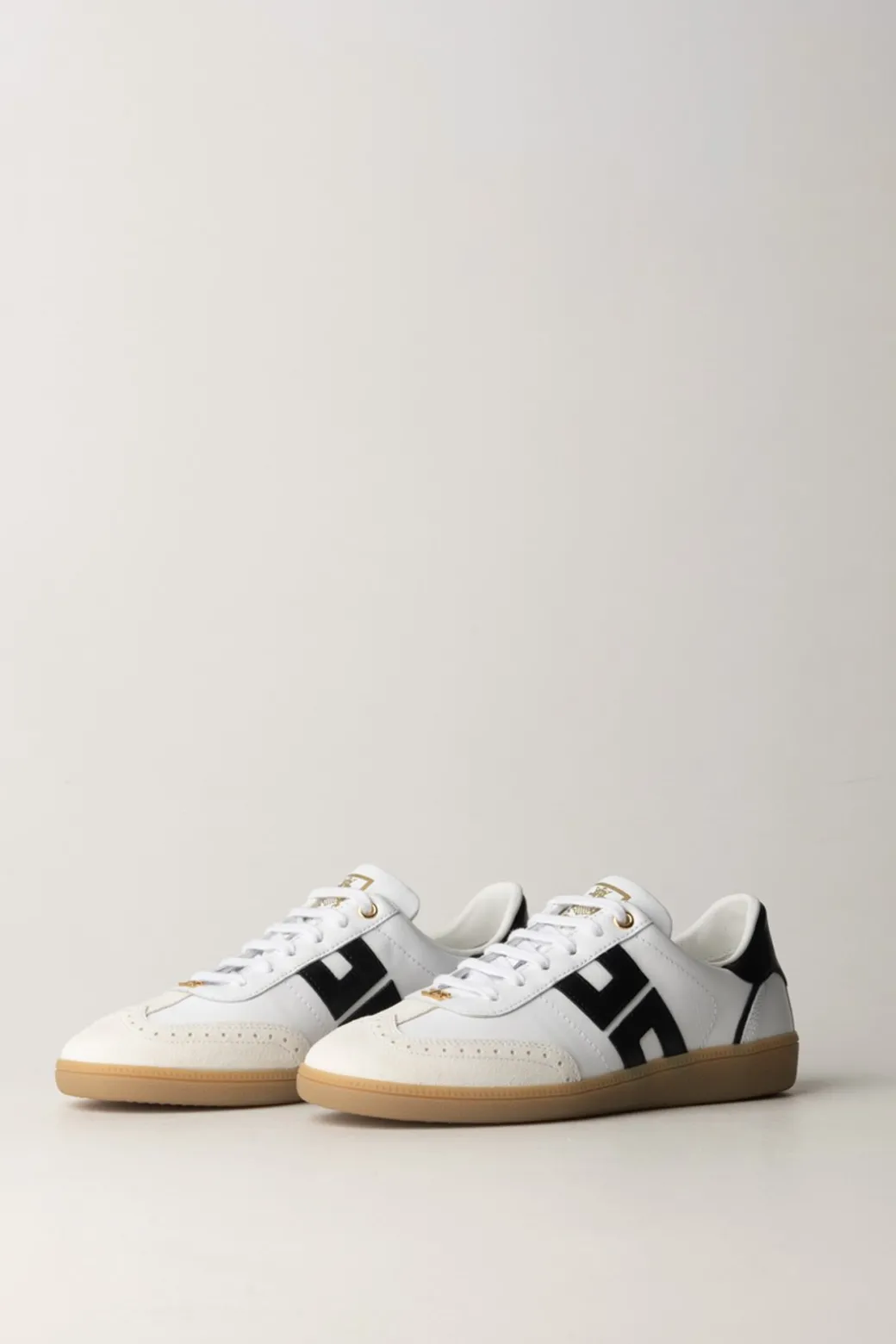 Donna Elisabetta Franchi Sneakers In Pelle con Logo a Contrasto