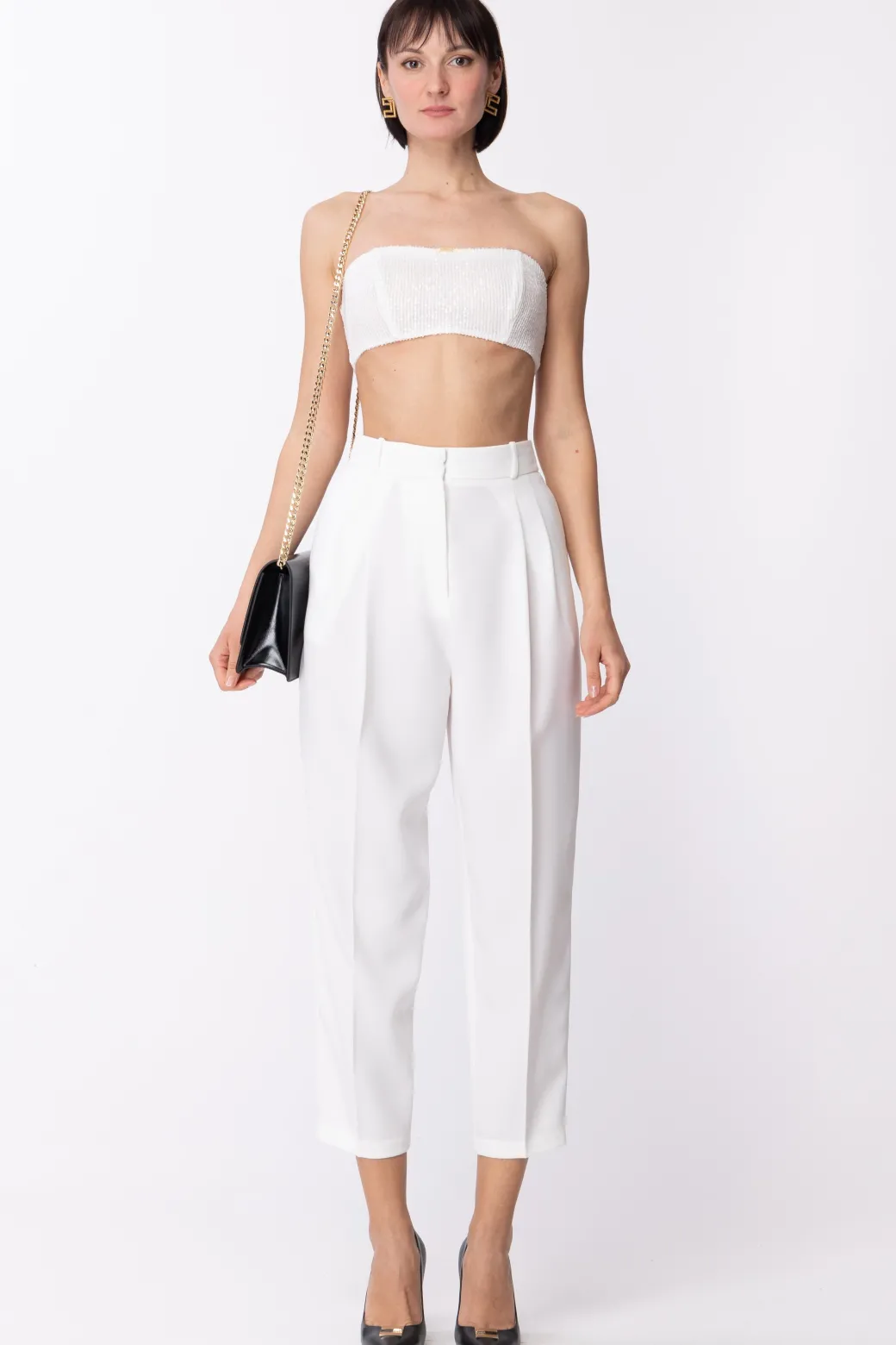 Donna Elisabetta Franchi Top a Fascia In Full Paillettes