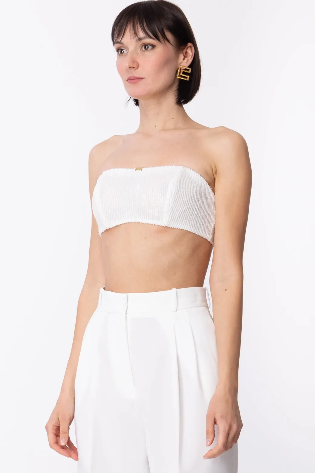 Donna Elisabetta Franchi Top a Fascia In Full Paillettes